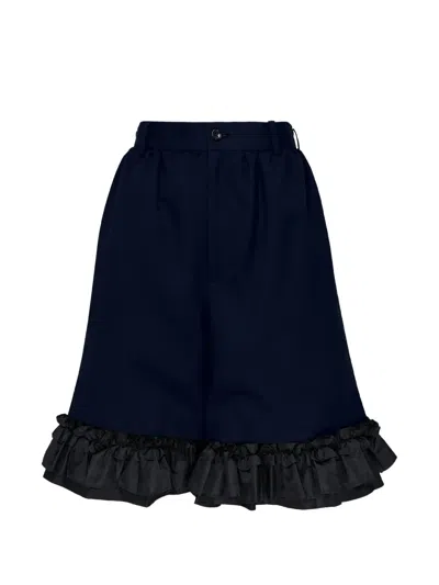 Comme Des Garcons Girl Ruffle-trimmed Wide-leg Shorts In Blue
