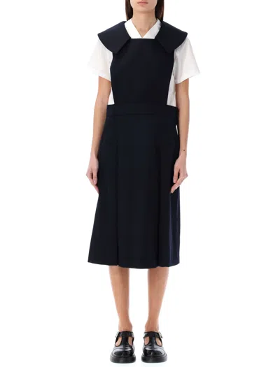 Comme Des Garcons Girl Wool Overall Midi Dress In Navy