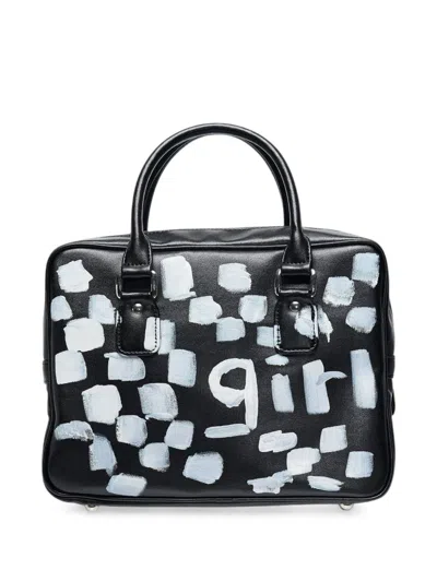 Comme Des Garcons Girl Slogan-print Tote Bag In Black
