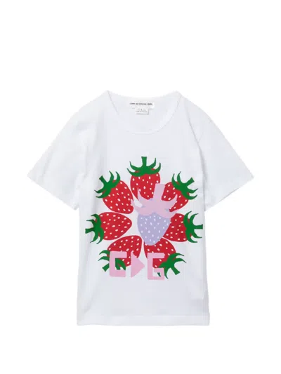 Comme Des Garcons Girl Strawberry Print T-shirt In White