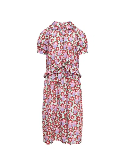 Comme Des Garcons Girl Strawberry-print Ruffled Midi Dress In Multi