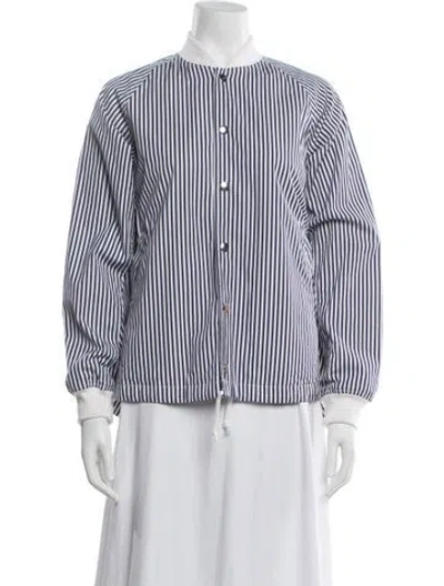 Pre-owned Comme Des Garçons Girl Striped Bomber Jacket In Blue/white