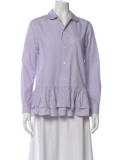Pre-owned Comme Des Garçons Girl Striped Long Sleeve Blouse In Purple