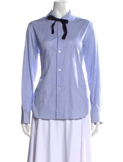 Pre-owned Comme Des Garçons Girl Striped Long Sleeve Button-up Top In Blue