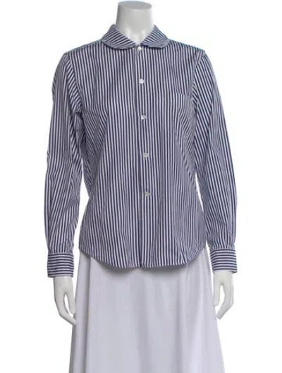Pre-owned Comme Des Garçons Girl Striped Long Sleeve Button-up Top In Blue