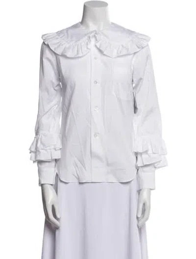 Pre-owned Comme Des Garçons Girl Three-quarter Sleeve Button-up Top W/ Tags In White