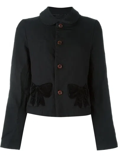 Comme Des Garcons Girl Velvet Ribbon Appliqué Jacket In Black