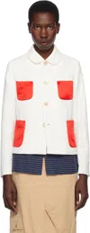 Comme Des Garcons Girl White & Red Gabardine & Satin Blazer