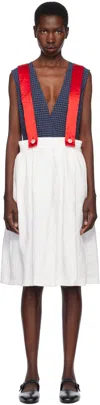 Comme Des Garcons Girl White & Red Gabardine & Satin Midi Skirt