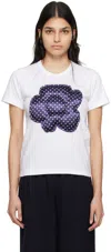 Comme Des Garcons Girl Flower-appliqué Crew-neck T-shirt In 1 White/navy/white