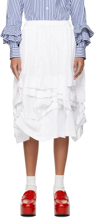 Comme Des Garcons Girl White Gathered Midi Skirt In 1 White