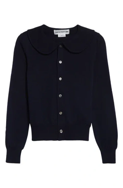 Comme Des Garcons Girl Wool Cardigan In Blue