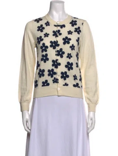 Pre-owned Comme Des Garçons Girl Wool Floral Print Sweater In Neutrals