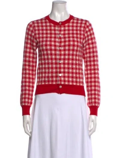 Pre-owned Comme Des Garçons Girl Wool Plaid Print Sweater In Red