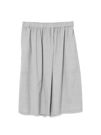 Comme Des Garcons Girl Gray Wool Tropical Colour Stripe Midi Skirt