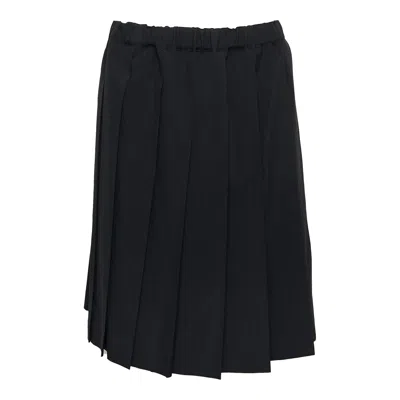 Comme Des Garcons Girl Wool Tropical Pleated Skirt In Black