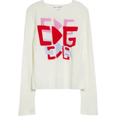 Comme Des Garcons Girl Comme Des Garçons Girl X Brett Westfall Logo Intarsia Crewneck Sweater In Neutral