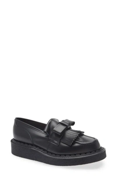 Comme Des Garcons Girl + George Cox Ribbon Leather Loafers In Black