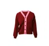 Comme Des Garçons Girl X Lochaven Of Scotland Knit Cardigan In Red And Pink Acrylic In Multi