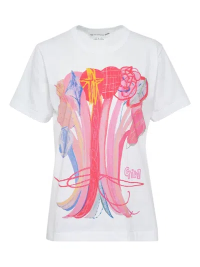 Comme Des Garcons Girl X Mao Yoshino Artwork-print T-shirt In White