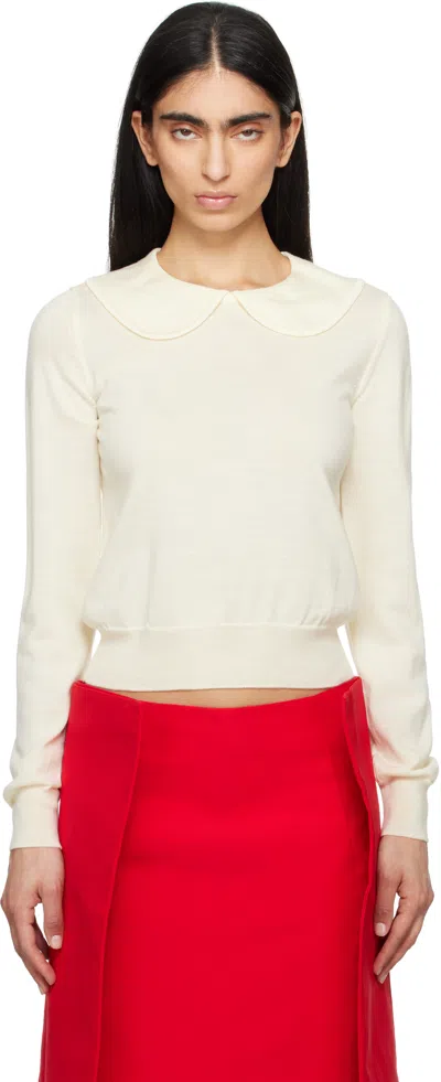 Comme Des Garcons Girl Yellow Intarsia Sweater In White