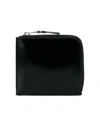 Comme Des Garçons Glossy Half-zip Wallet In Black