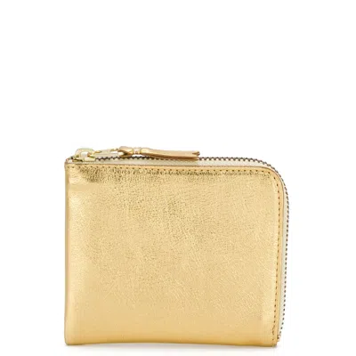 Comme Des Garçons Gold And Silver L-shape Zip Wallet In Metallic