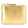 Comme Des Garçons Gold And Silver U Zip Wallet In Black