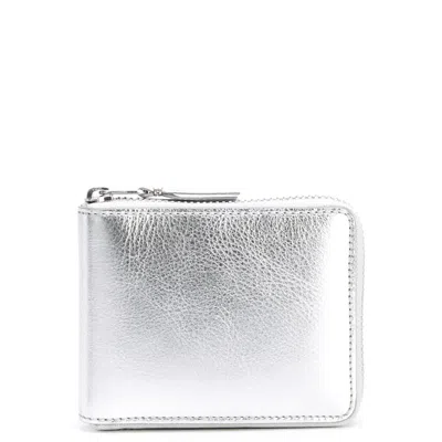 Comme Des Garçons Gold And Silver U Zip Wallet In Black