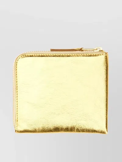 Comme Des Garçons Gold Finish Leather Wallet Featuring Flap