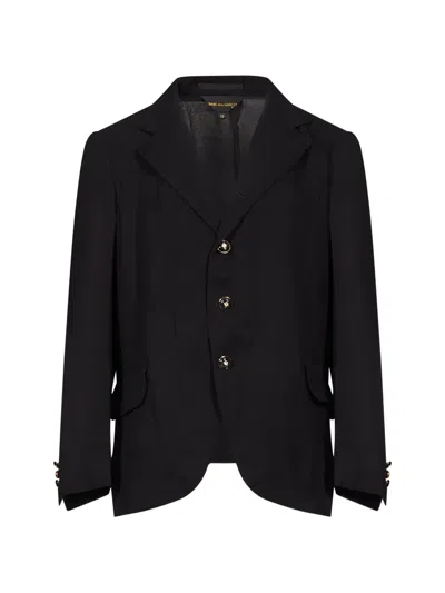 Comme Des Garçons Gold-tone Buttoned Blazer In Black