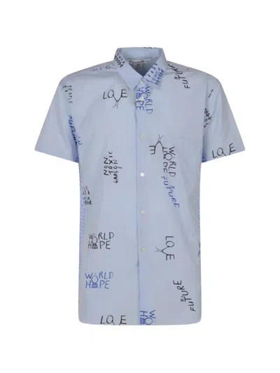 Comme Des Garçons Comme Des Garcons Shirt With All-over Print In Blue