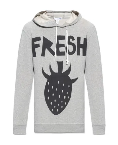 Comme Des Garçons Graphic-print Cotton Hoodie In Grey