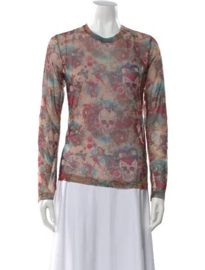 Pre-owned Comme Des Garçons Graphic Print Crew Neck Top In Red