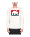 Comme Des Garçons Space Invaders Puff Sleeves Crew Neck Sweater In White