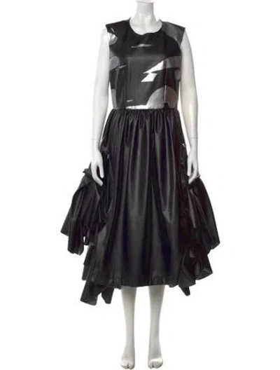 Pre-owned Comme Des Garçons Graphic Print Midi Length Dress In Black