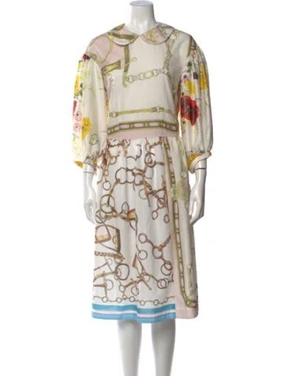 Pre-owned Comme Des Garçons Graphic Print Midi Length Dress In Multi