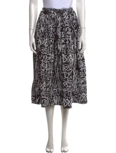 Pre-owned Comme Des Garçons Graphic Print Midi Length Skirt In Black