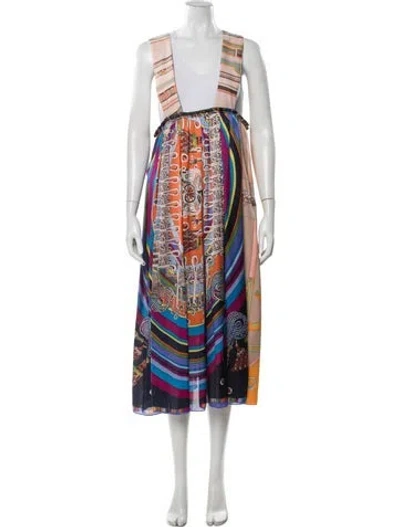 Pre-owned Comme Des Garçons Graphic Print Midi Length Skirt In Blue