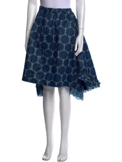 Pre-owned Comme Des Garçons Graphic Print Midi Length Skirt In Blue