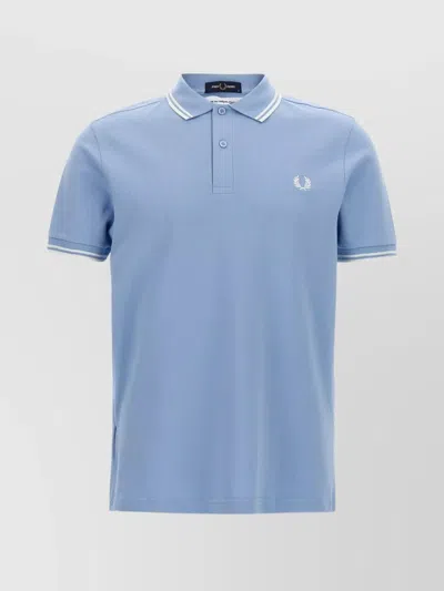 Comme Des Garçons Graphic Print Polo Shirt Fred Perry In Blue