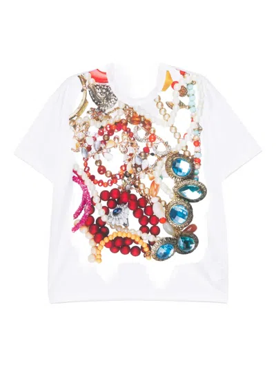 Comme Des Garçons Jewellery-print T-shirt In White
