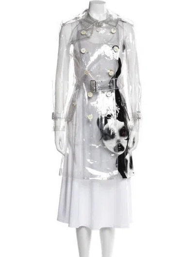Pre-owned Comme Des Garçons Graphic Print Trench Coat In White
