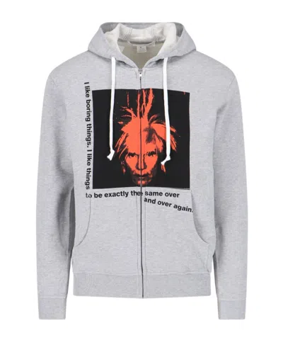 Comme Des Garçons Graphic-print Zipped Hoodie In White
