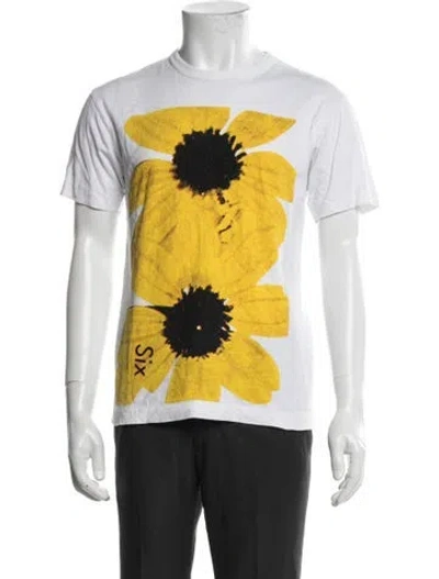 Pre-owned Comme Des Garçons Graphic Trading Museum 'six' Print Crew Neck T-shirt In Yellow
