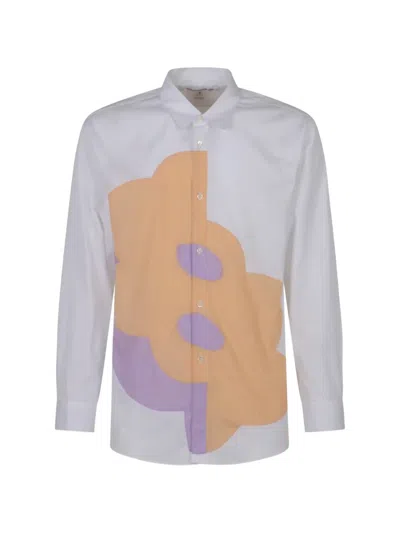 Comme Des Garçons Graphic-patch Long-sleeve Shirt In Blue