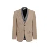 Comme Des Garçons Gray And Beige Layered Wool Jacket In Brown