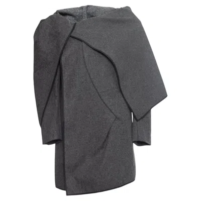 Pre-owned Comme Des Garçons , Gray Wool Asymmetric Coat