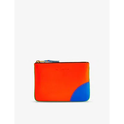 Comme Des Garçons Comme Des Garcons Green Orange Colour-blocked Leather Wallet In Blue