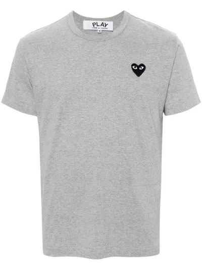 Comme Des Garçons Grey Crew Neck Heart Patch T-shirt In Multi